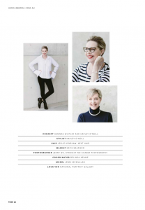 Three images of a mature model wearing accessories.